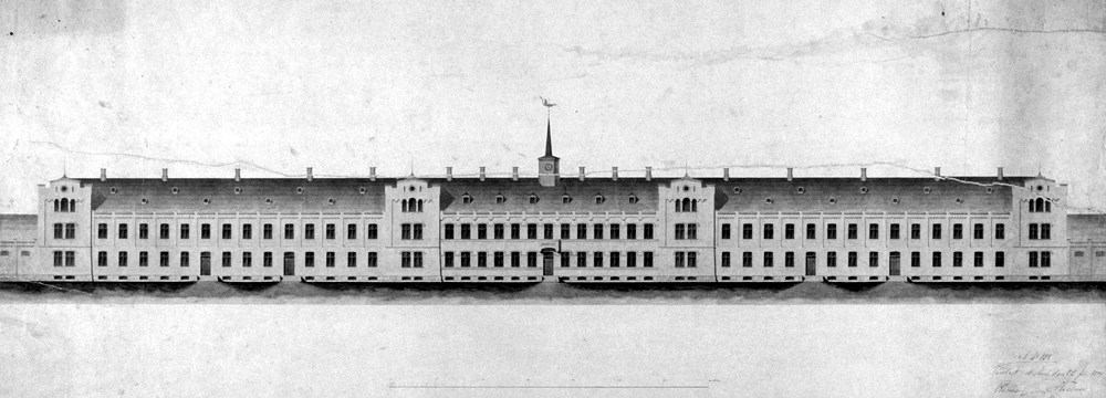 Ferinand Friis’ første udkast til “Sindssyge-anstalten for Nørrejylland” fra 1849
